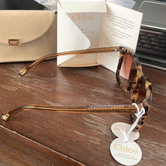 Chloe NWT CH0079S 001 Havana brown sunglasses with suede logo case and paperwork - Picture 16 of 16